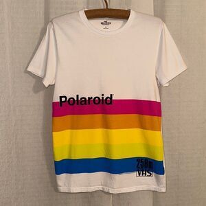 Hollister S White Blue Pink Orange Yellow Polaroid Graphic Short Sleeve Tee